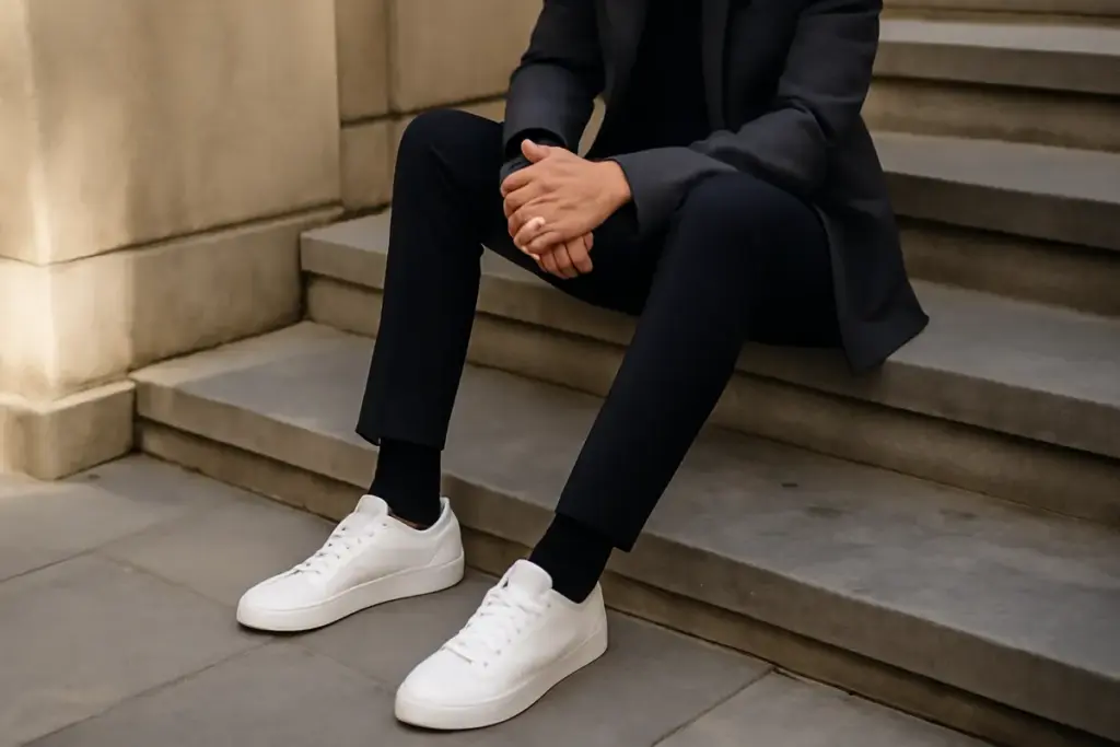 Scarpe bianche e pantaloni scuri: il trucco per valorizzare il tuo stile