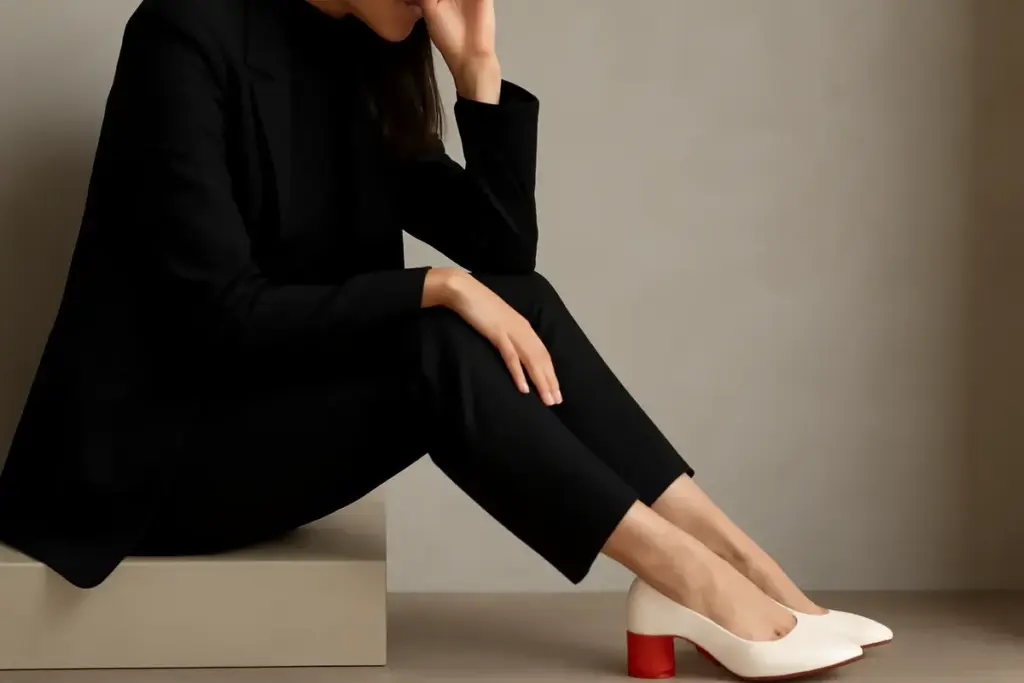 Scarpe e total black: come rompere la monotonia con dettagli a contrasto
